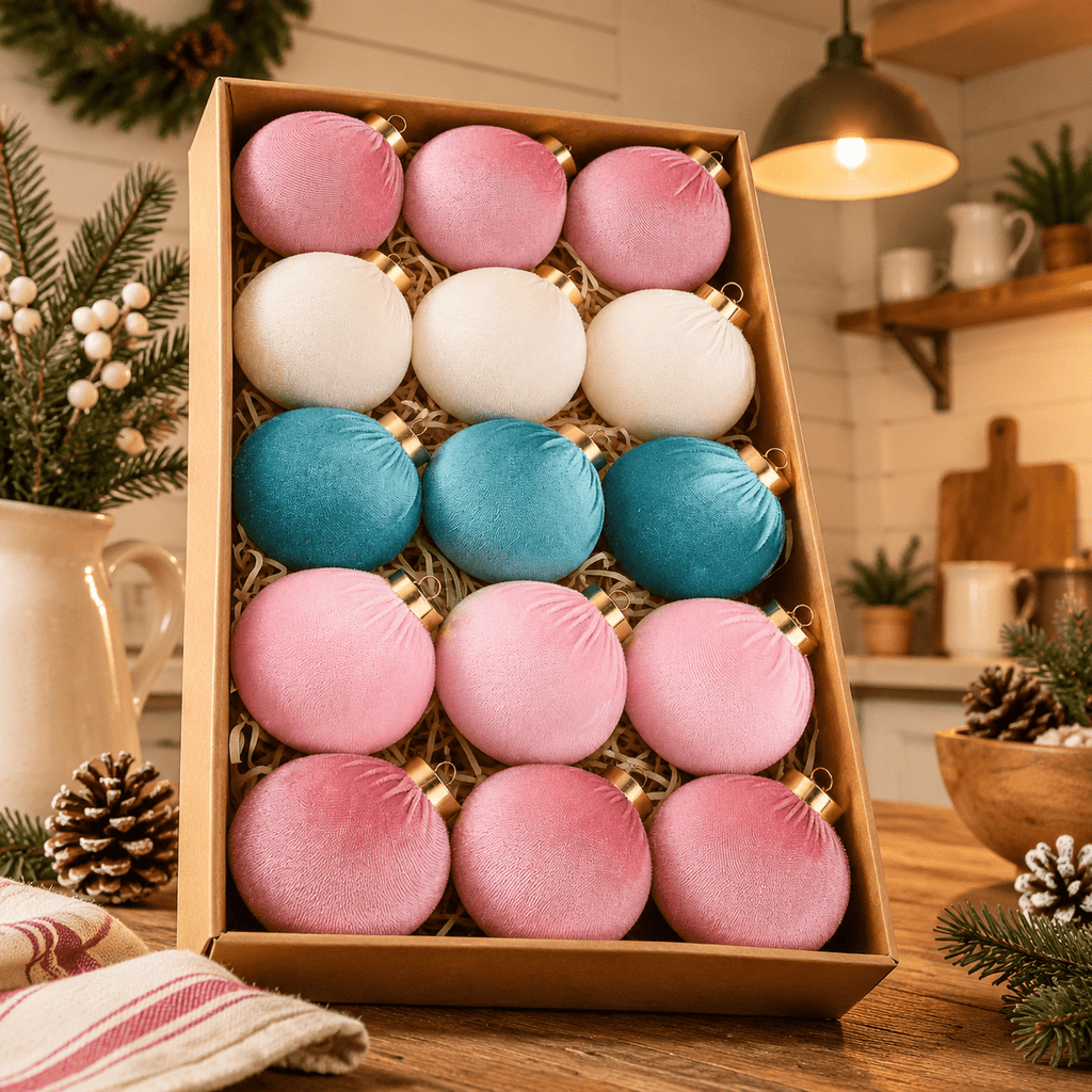 Christmas Ornaments Balls For Tree - 15pink & Teal Shatterproof Xmas Decorations Multicolor Beige 80mm 3.15inch