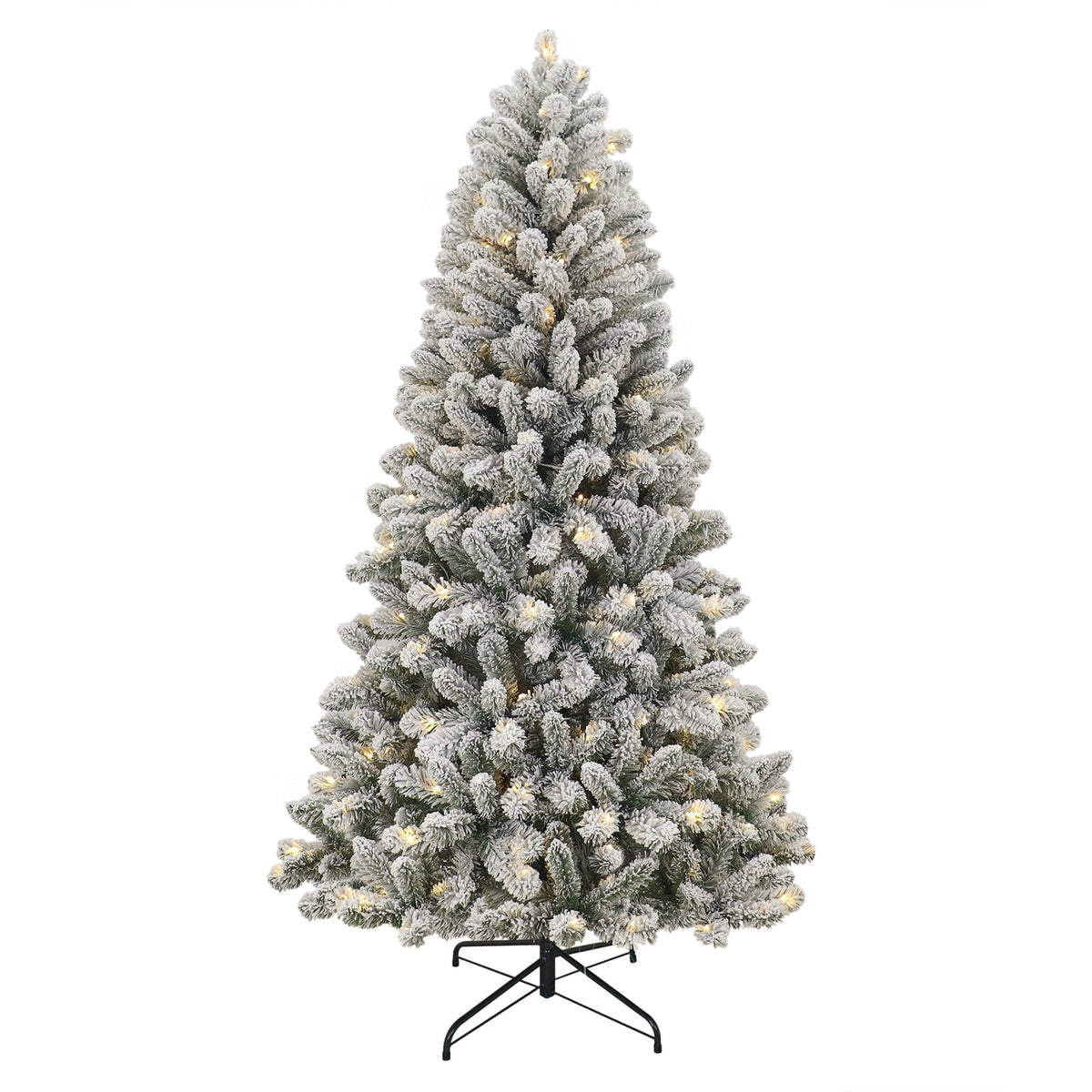 6.5' Pre-Lit Frisco Pine Snow-Flocked Green Artificial Christmas Tree with 250 Color-Changing LED Lights and Stand, by Holiday Time