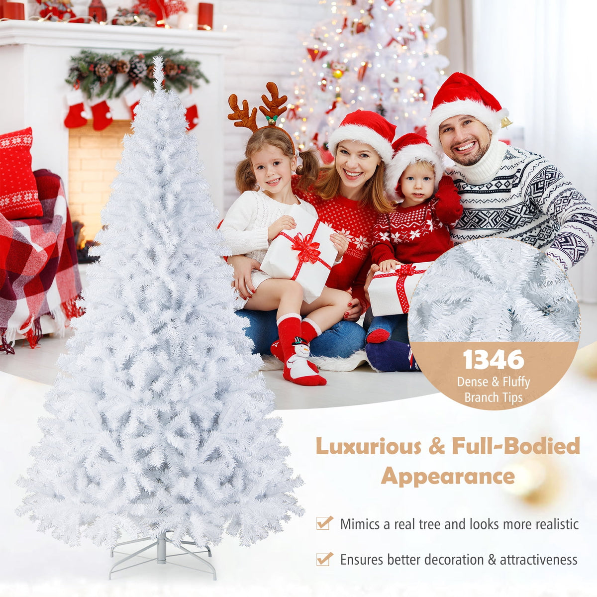 Costway 9Ft Hinged Artificial Christmas Tree Pine Tree 2132 Tips Metal