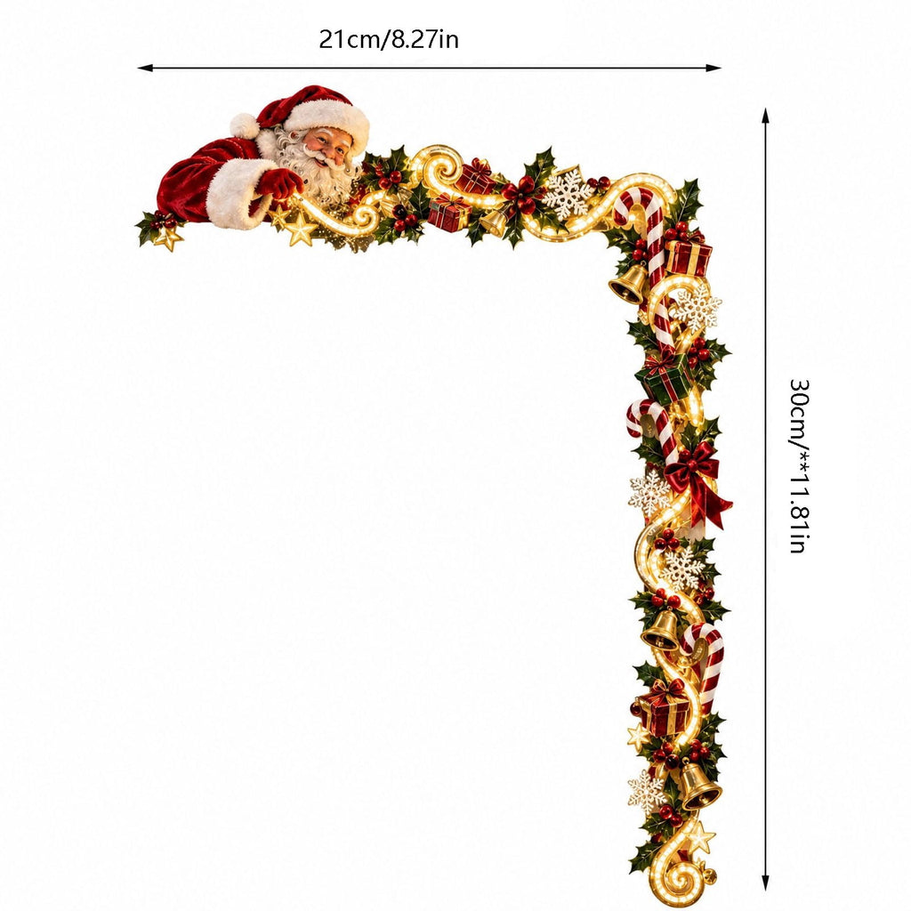 5Pcs Christmas Stair Banister Decoration Lighted Santa Snow Scene Garland for Stair Railing Indoor Holiday Home Ornament