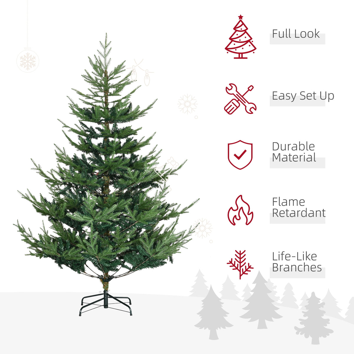HOMCOM Artificial Christmas Tree Holiday Xmas Tree with Pine Shape