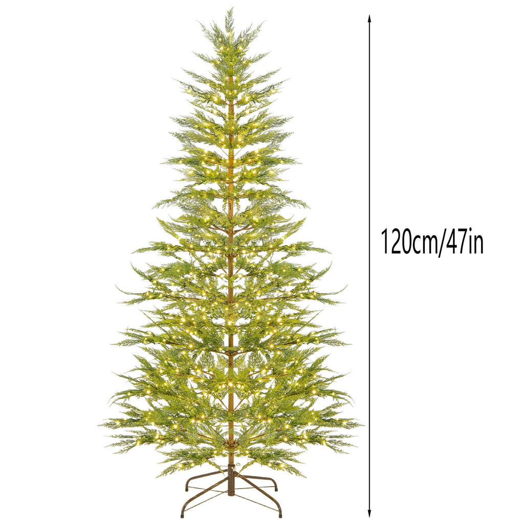Christmas Decorations Tree, Pre-Lit Green Cypress Artificial Christmas Tree with 100 Warm White LED Lights, Fire Retardant, Easy Setup with Metal Stand, Ideal for Home, Office or Party Decor, 4FT