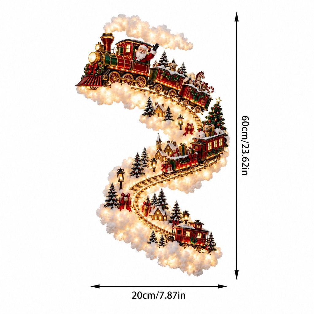 Lighted Christmas Stair Railing Garland Pack of 5 Santa Figures Snow Scene Ornament for Staircase Banister Indoor Display