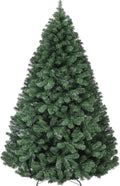 7.5ft Full PE Branch Artificial Spruce Christmas Tree, Hinged Sections Foldable Metal Base Holiday Decor