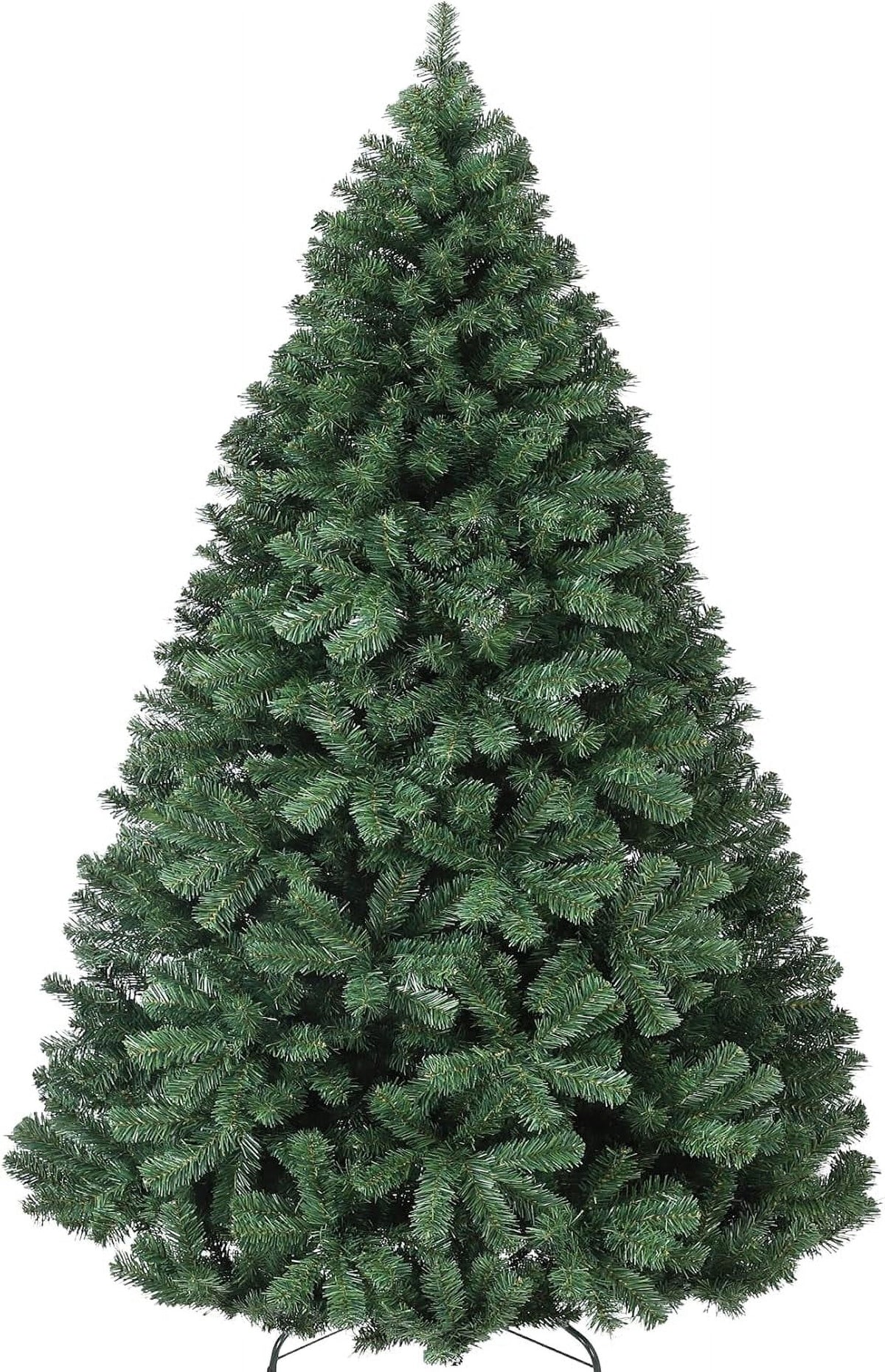 7.5ft Full PE Branch Artificial Spruce Christmas Tree, Hinged Sections Foldable Metal Base Holiday Decor