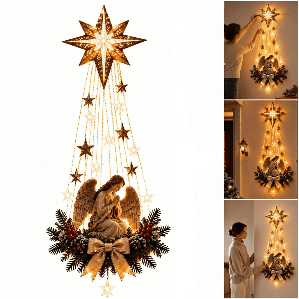 Lighted Christmas Stair Railing Garland Pack of 5 Santa Figures Snow Scene Ornament for Staircase Banister Indoor Display