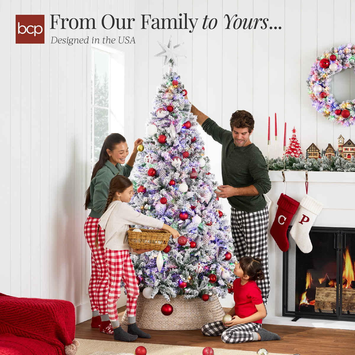 Best Choice Products 6ft Pre-Lit Christmas Pine Tree w/ Flocked Branches 250 Multicolored or Warm-White Light Modes