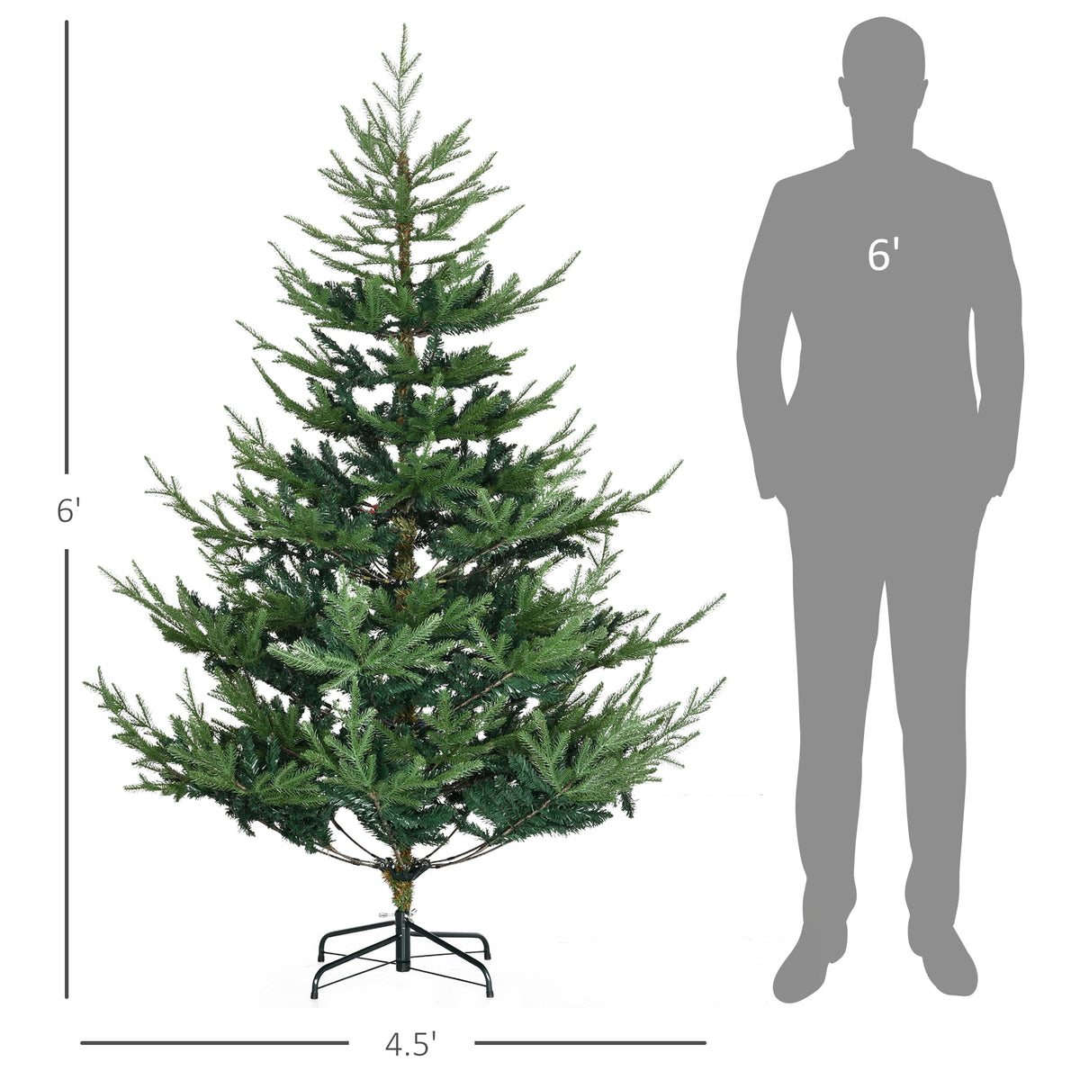 HOMCOM Artificial Christmas Tree Holiday Xmas Tree with Pine Shape