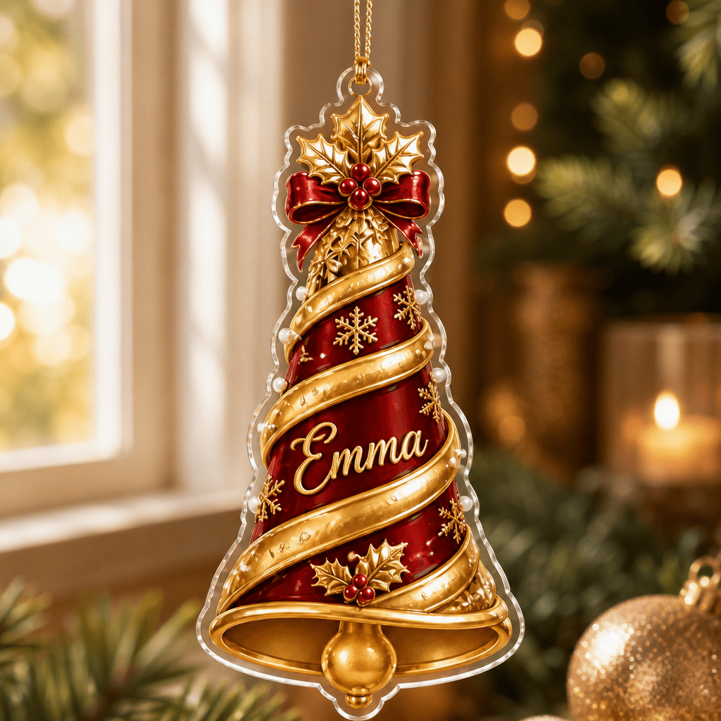 Personalized Acrylic Ornament Christmas Spiral Bell Decor