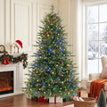 Lolsea 7ft Prelit Noble Fir Artificial Christmas Tree with Remote Control, Timer and Warm White & Multi-Color Lights