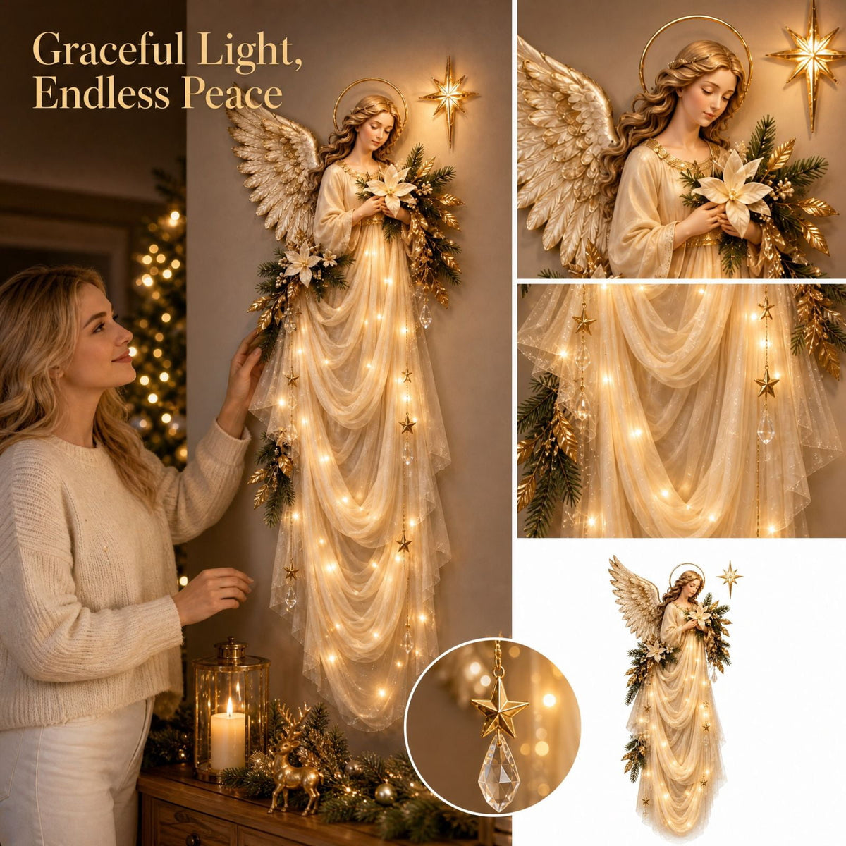 5Pcs Christmas Stair Banister Decoration Lighted Santa Snow Scene Garland for Stair Railing Indoor Holiday Home Ornament