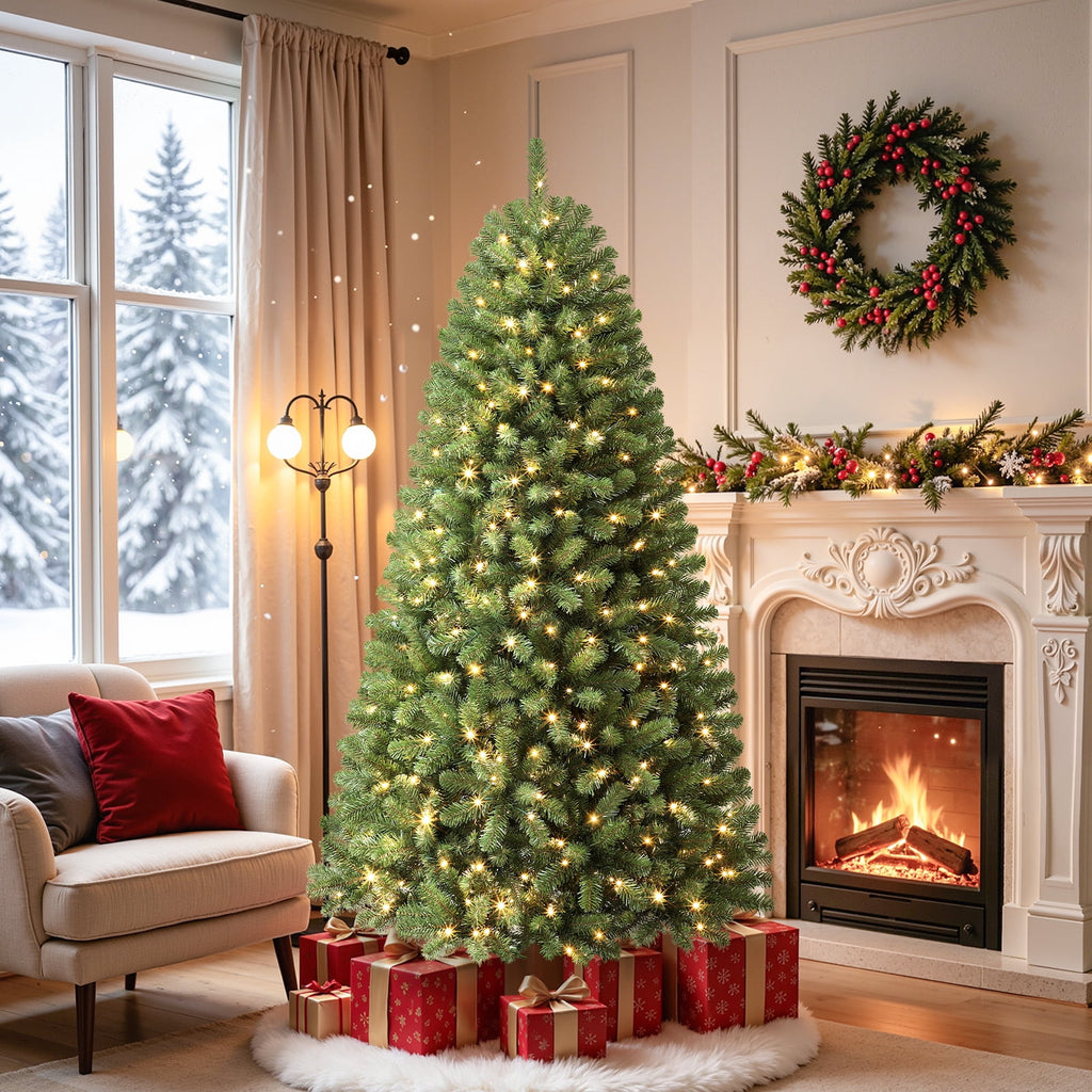Lolsea 7ft Prelit Artificial Christmas Tree w/ Remote Control and Warm White & Color Changing Lights