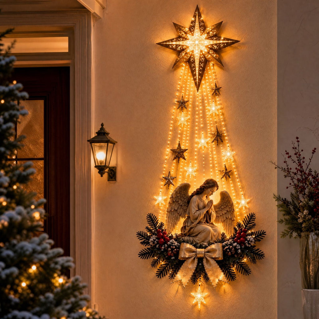 Lighted Christmas Stair Railing Garland Pack of 5 Santa Figures Snow Scene Ornament for Staircase Banister Indoor Display