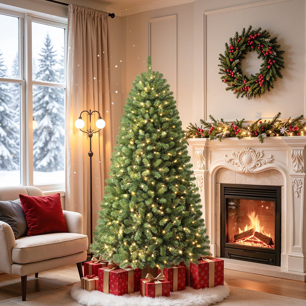 Lolsea 7ft Prelit Artificial Christmas Tree w/ Remote Control and Warm White & Color Changing Lights