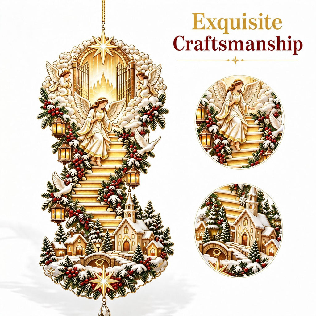 Lighted Christmas Stair Railing Garland Pack of 5 Santa Figures Snow Scene Ornament for Staircase Banister Indoor Display