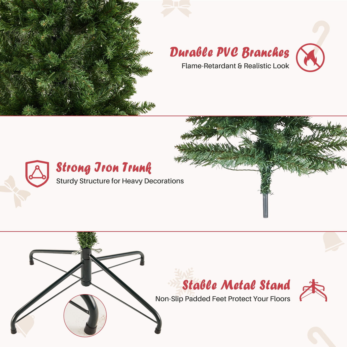 JIOABL 9-Foot Pre-Lit Fraser Fir Pencil Artificial Christmas Tree, Offering 8 Warm Light Modes, Green