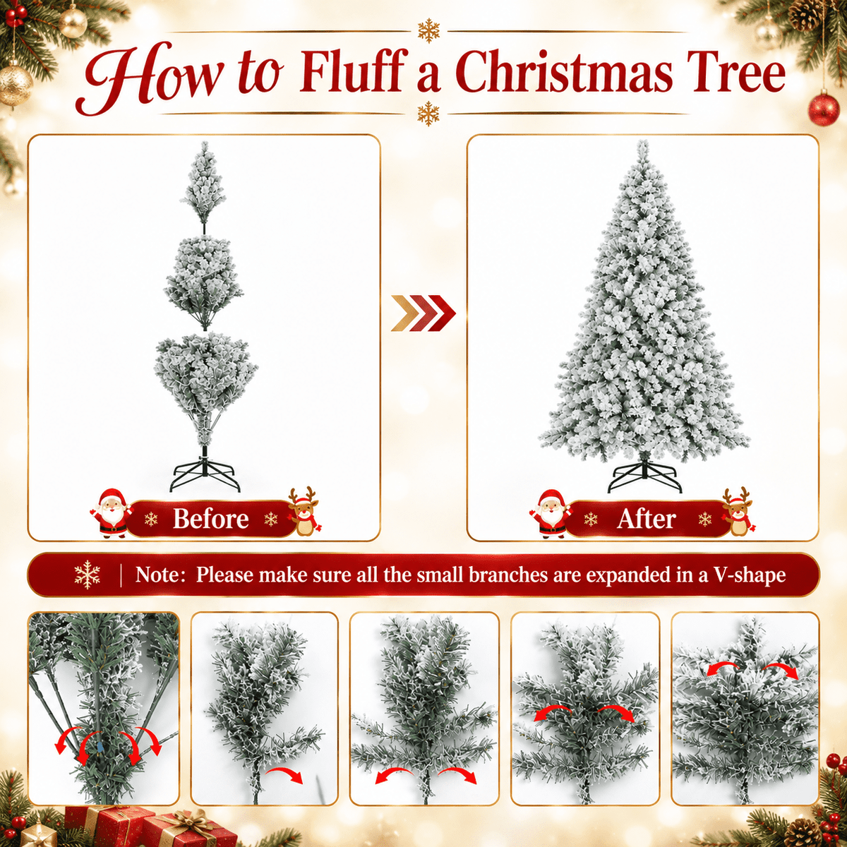 AUOSHI 7.5FT Snow Flocked Christmas Tree, Artificial White Christmas Tree with Large Storage Bag,11 Modes Warm White & Multicolor LED Lights,Indoor Holiday Home Decor