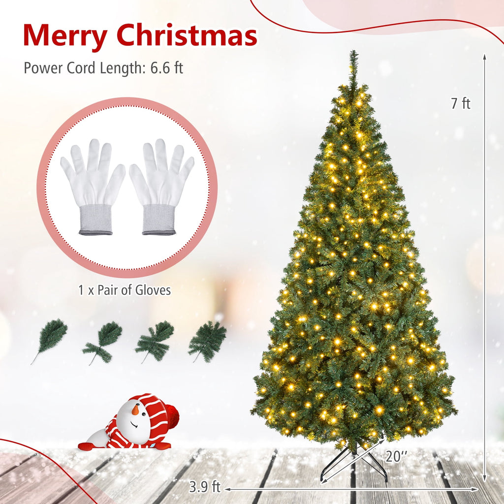 Costway 6Ft Pre-Lit Artificial Christmas Tree Hinged 350 LED Lights