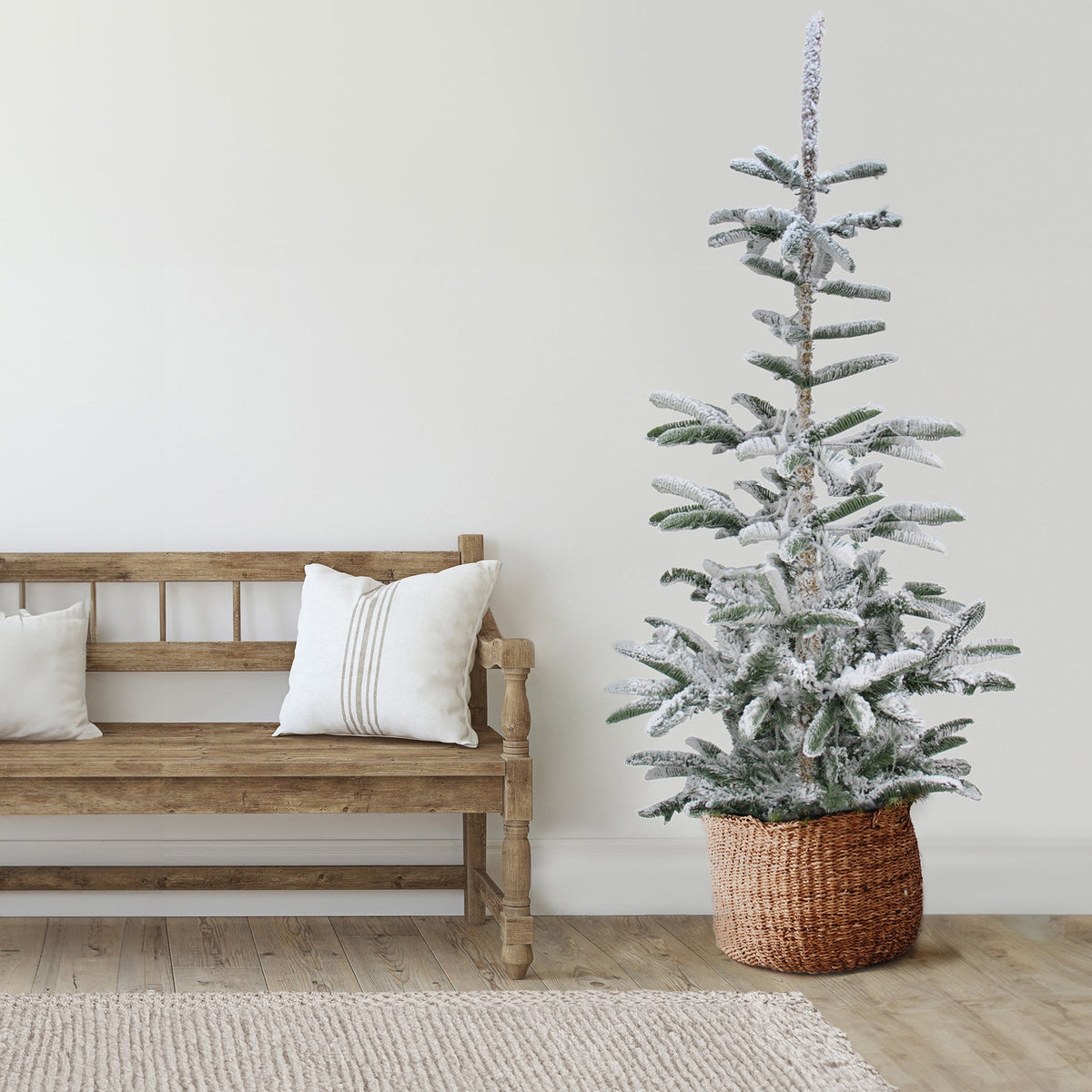 Northlight Real Touch™️ Slim Flocked Nordmann Fir Artificial Christmas Tree - 6.5' - Unlit