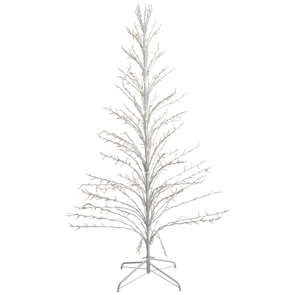 Northlight 4' White Lighted Christmas Cascade Twig Tree Outdoor Decoration - Clear Lights