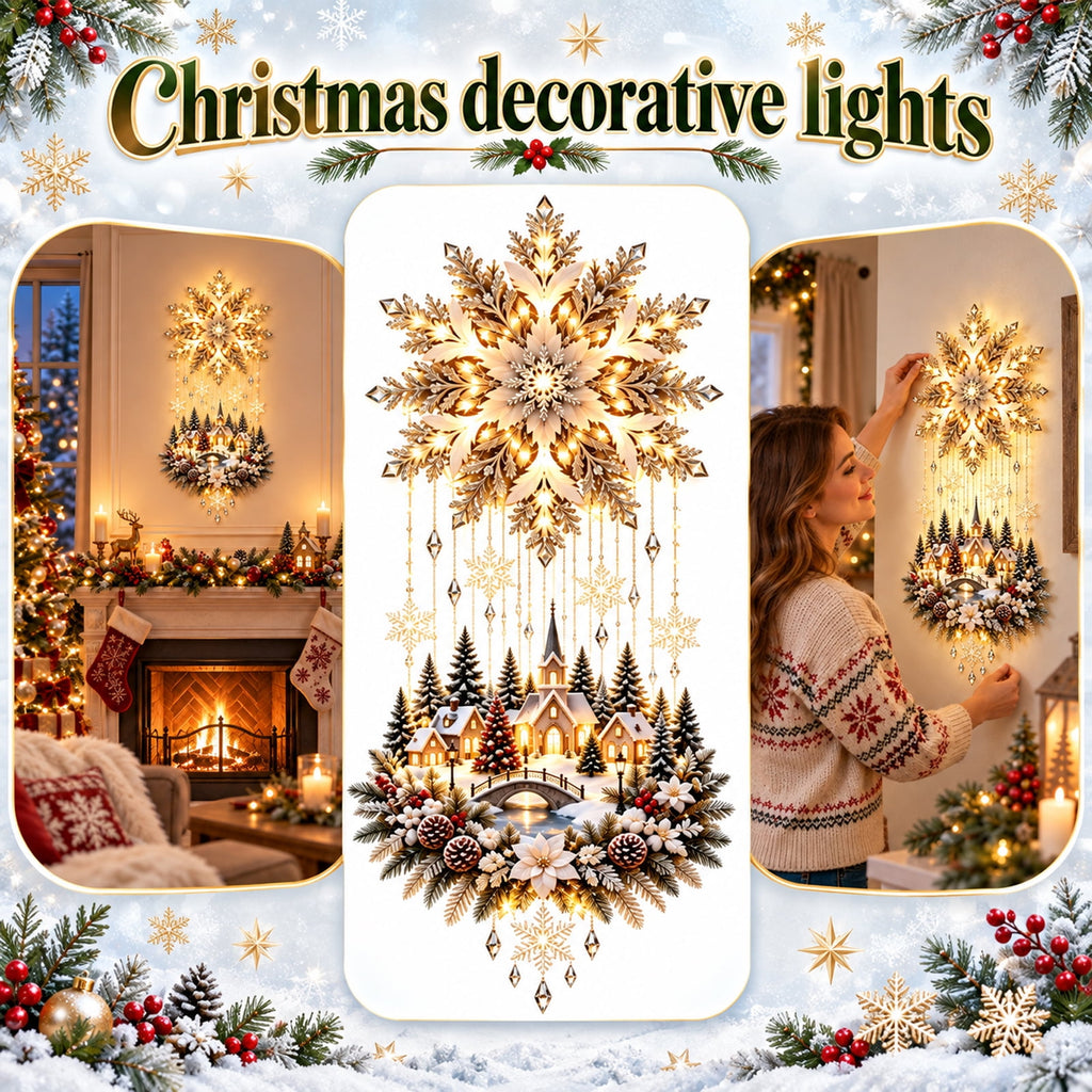 5Pcs Christmas Stair Banister Decoration Lighted Santa Snow Scene Garland for Stair Railing Indoor Holiday Home Ornament