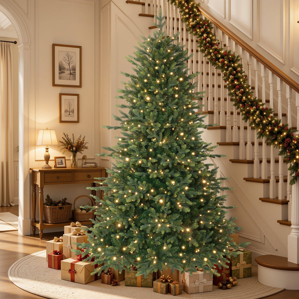 Lolsea 7ft Prelit Noble Fir Artificial Christmas Tree with Remote Control, Timer and Warm White & Multi-Color Lights