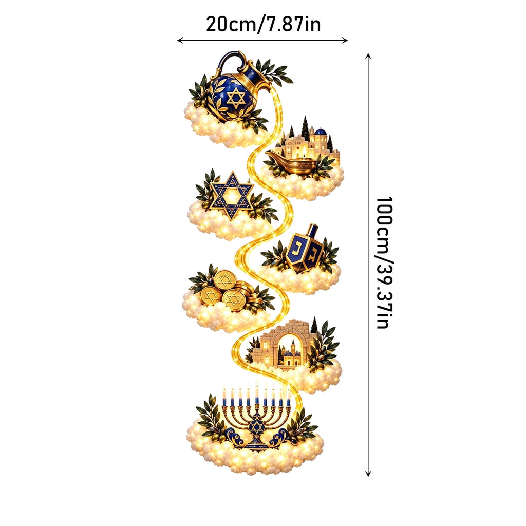 Lighted Christmas Stair Railing Garland Pack of 5 Santa Figures Snow Scene Ornament for Staircase Banister Indoor Display