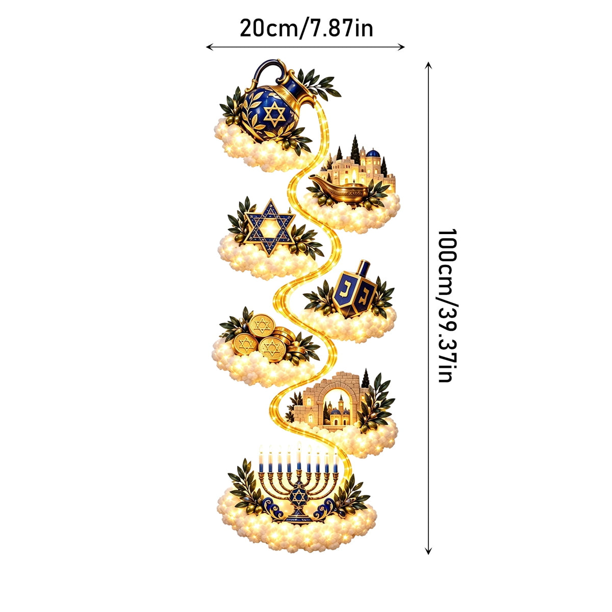 Lighted Christmas Stair Railing Garland Pack of 5 Santa Figures Snow Scene Ornament for Staircase Banister Indoor Display