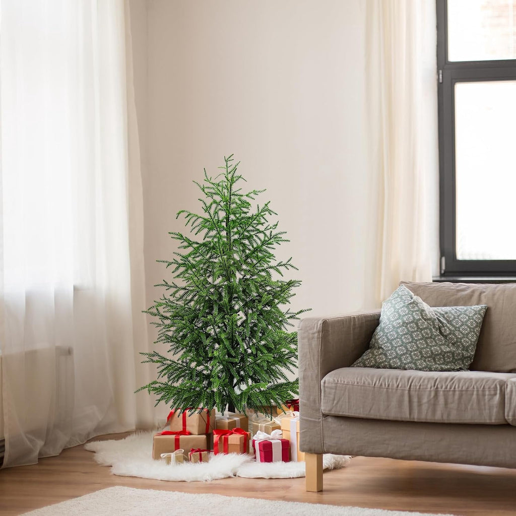 4FT Lifelike Touch Artificial Cedar Topiary Trees for Front Porch | Fake Christmas Trees, Faux Potted Plants, UV Resistant Fake Greenery, for Front Door Garden Outdoor Farmhouse Home Decoration