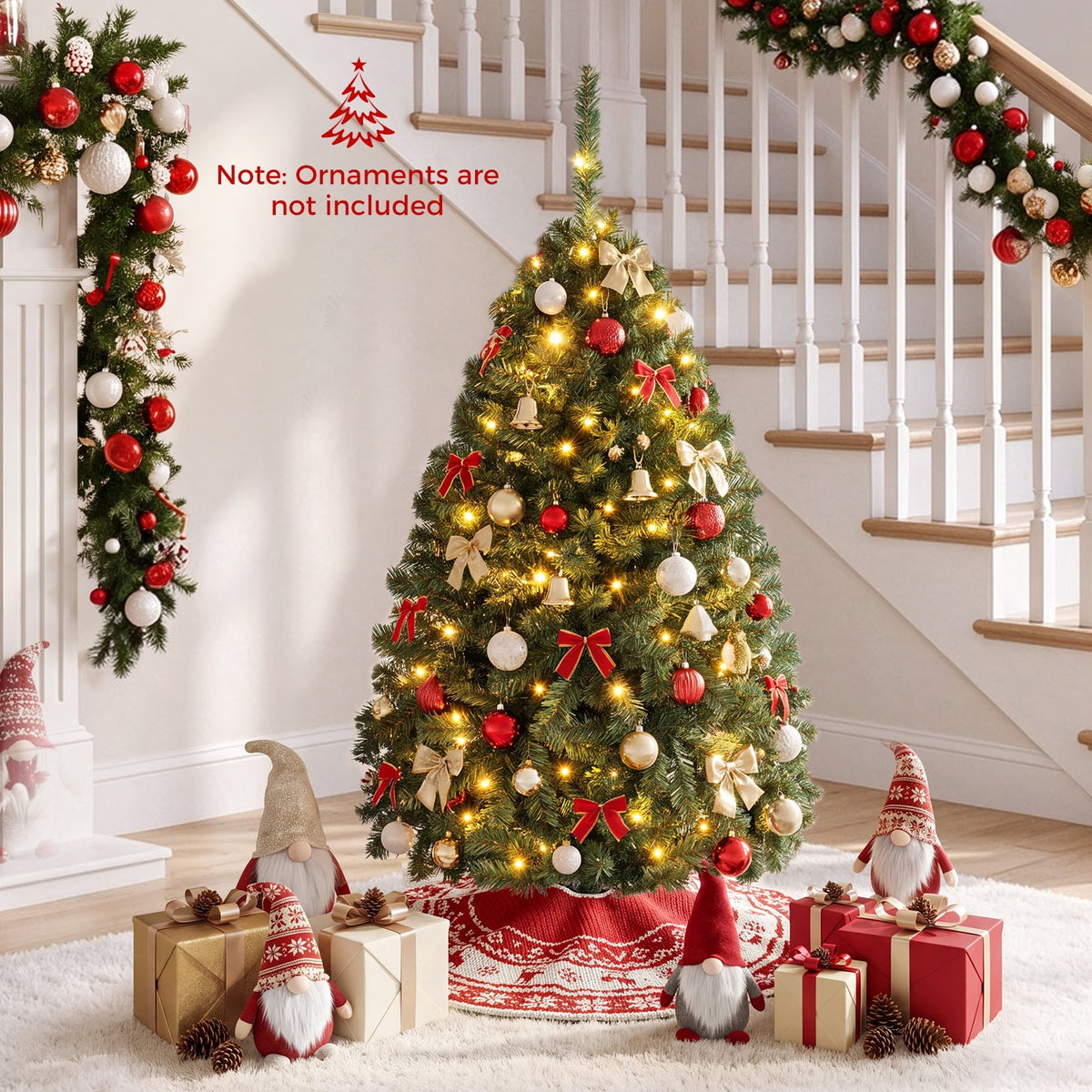 Costway 6Ft Pre-Lit Artificial Christmas Tree Hinged 350 LED Lights