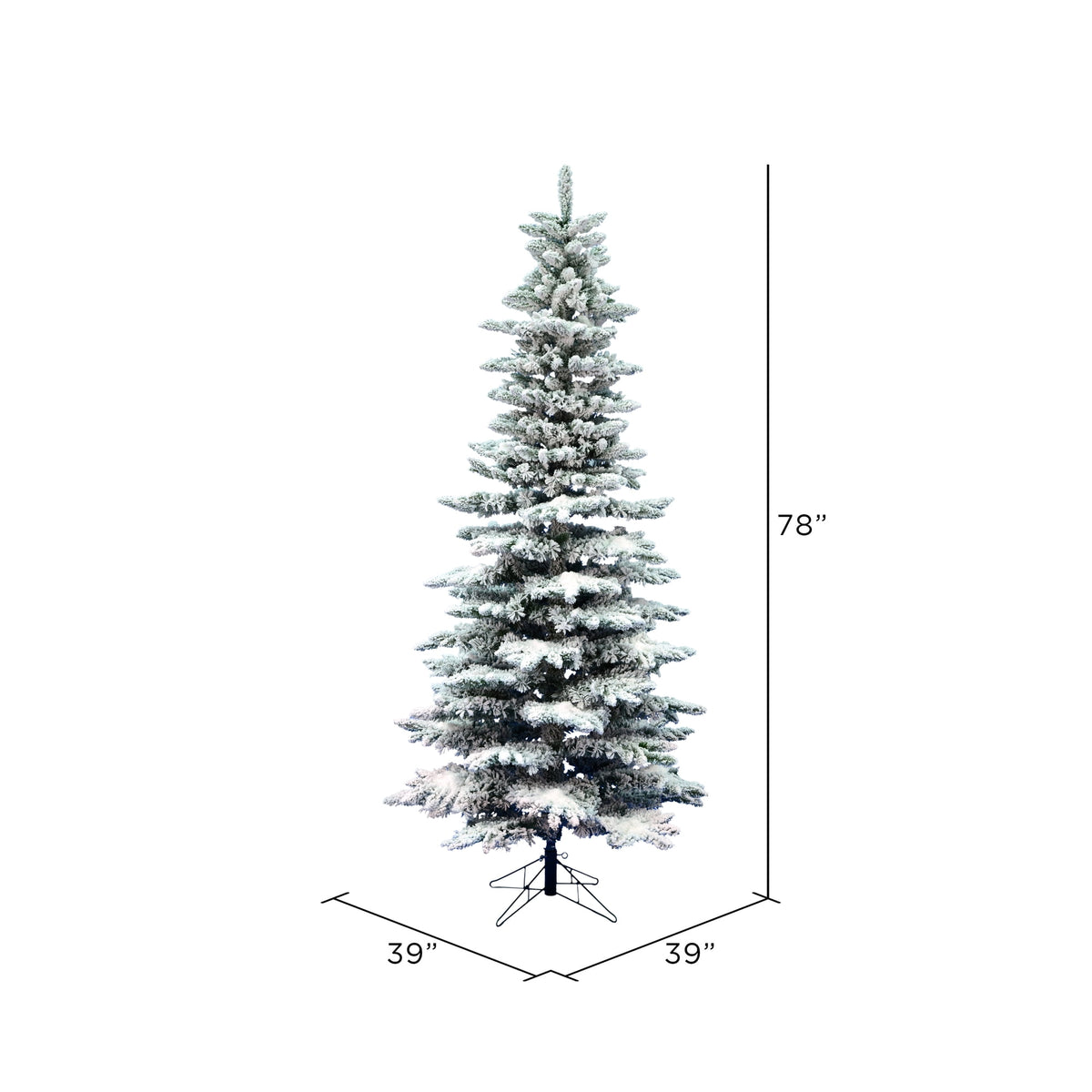 Vickerman 6.5' Flocked Utica Fir Slim Artificial Christmas Tree, Unlit