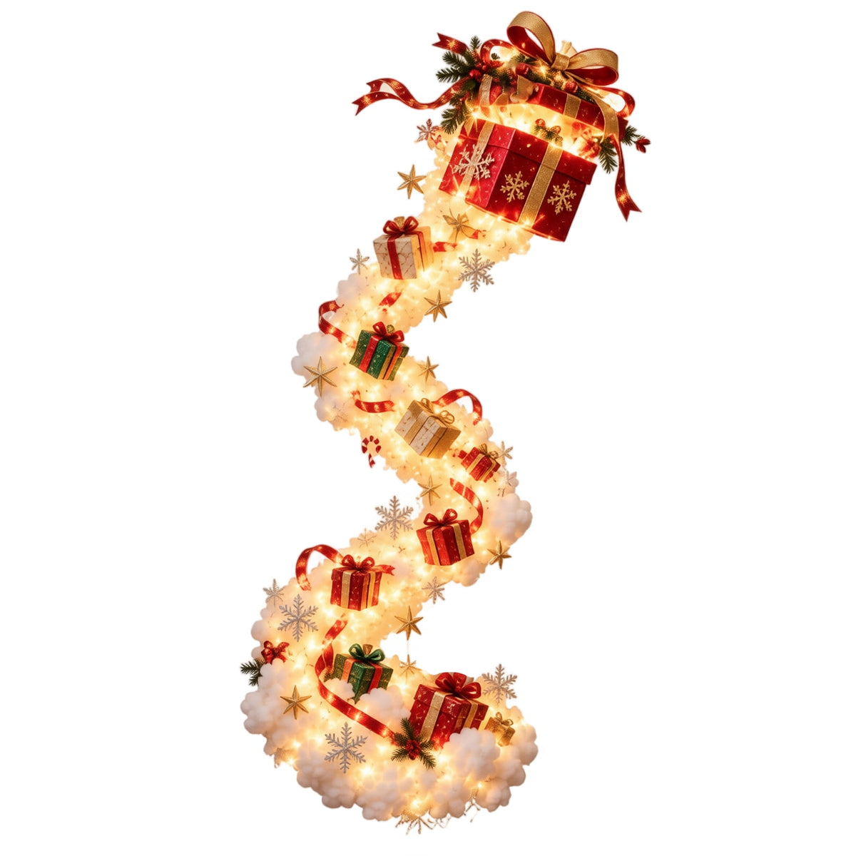5Pcs Christmas Stair Banister Decoration Lighted Santa Snow Scene Garland for Stair Railing Indoor Holiday Home Ornament