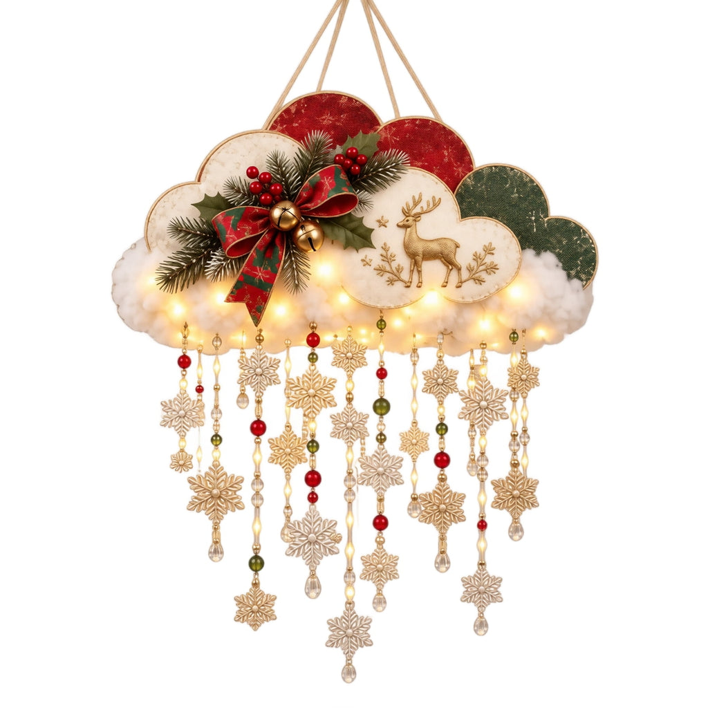 Lighted Christmas Stair Railing Garland Pack of 5 Santa Figures Snow Scene Ornament for Staircase Banister Indoor Display