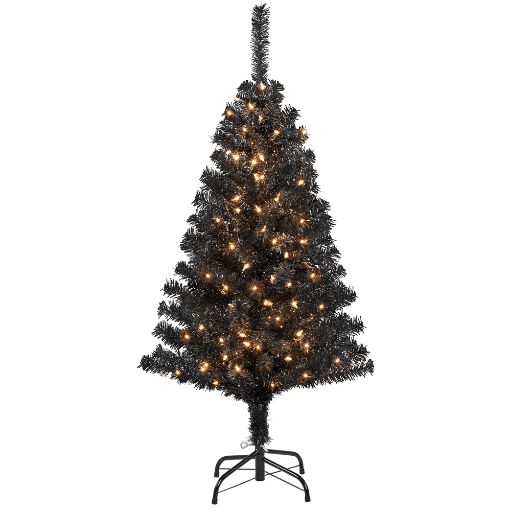 Alden Design 7.5ft Pre-Lit Fir Artificial Christmas Tree with Foldable Stand, White