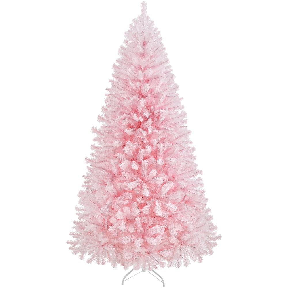 Alden Design 7.5ft Pre-Lit Fir Artificial Christmas Tree with Foldable Stand, White