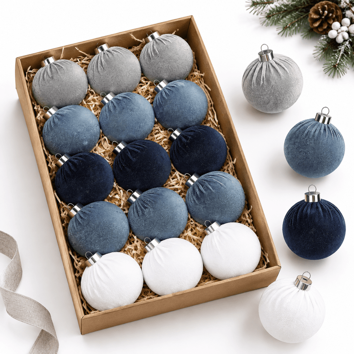 Christmas Ornaments Balls For Tree - 15pink & Teal Shatterproof Xmas Decorations Multicolor Beige 80mm 3.15inch