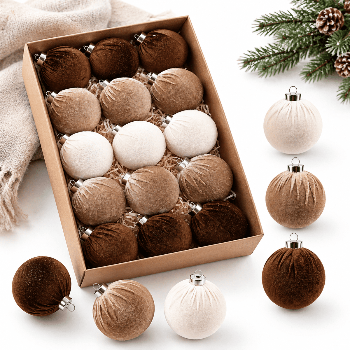 Christmas Ornaments Balls For Tree - 15pink & Teal Shatterproof Xmas Decorations Multicolor Beige 80mm 3.15inch