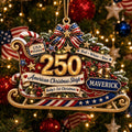 Christmas America 1776-2026 Anniversary Ornament, American Sleigh for Tree Hanging, Patriotic Holiday Gift