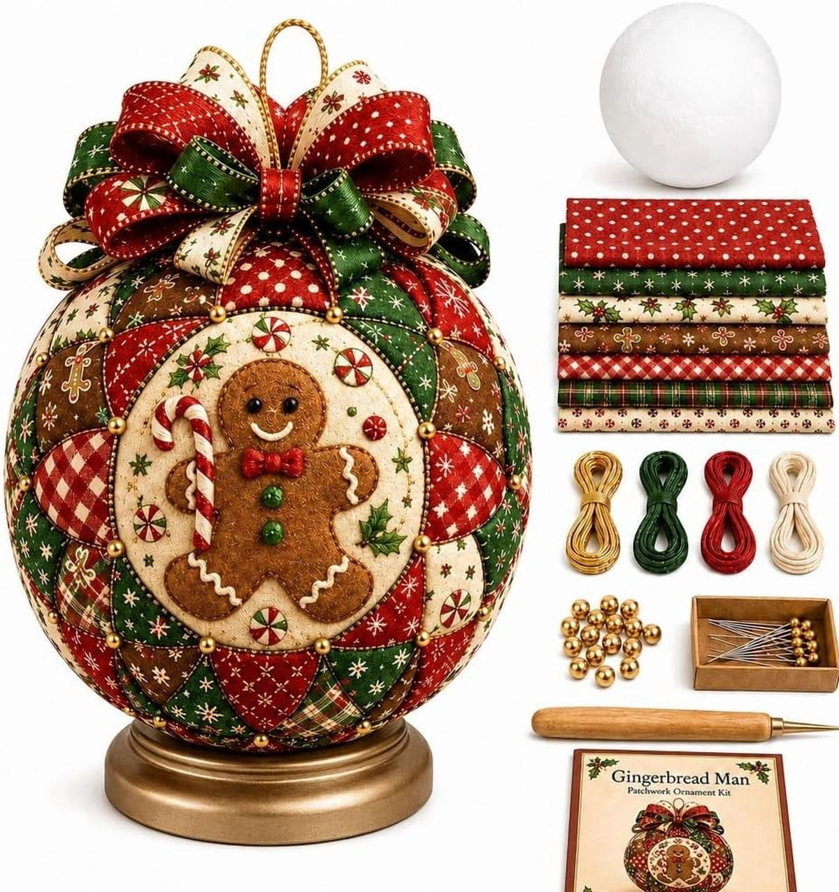 Christmas Classics Patchwork Ornament DIY Kit, Holiday Decorations (ALL)