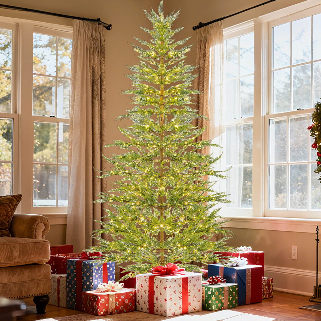 Christmas Decorations Tree, Pre-Lit Green Cypress Artificial Christmas Tree with 100 Warm White LED Lights, Fire Retardant, Easy Setup with Metal Stand, Ideal for Home, Office or Party Decor, 4FT