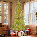 Christmas Decorations Tree, Pre-Lit Green Cypress Artificial Christmas Tree with 100 Warm White LED Lights, Fire Retardant, Easy Setup with Metal Stand, Ideal for Home, Office or Party Decor, 4FT