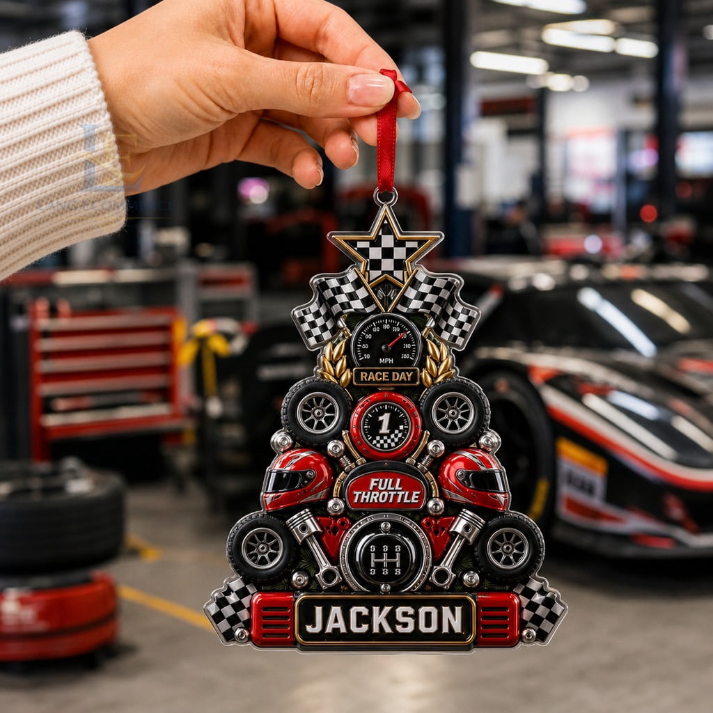 Christmas Ornament Acrylic Auto Racing Personalized Tree Hanging for Race Fans