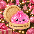 Christmas Ornament with Cute Hot Pink Squishy Dumpling, 2026 Tree Keepsake for Squishy Lovers