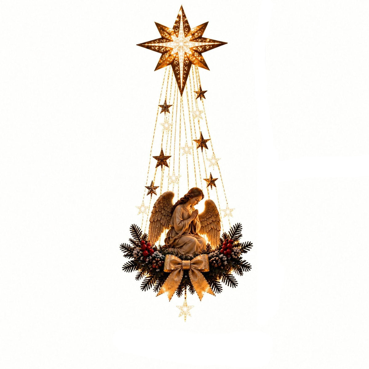 Lighted Christmas Stair Railing Garland Pack of 5 Santa Figures Snow Scene Ornament for Staircase Banister Indoor Display