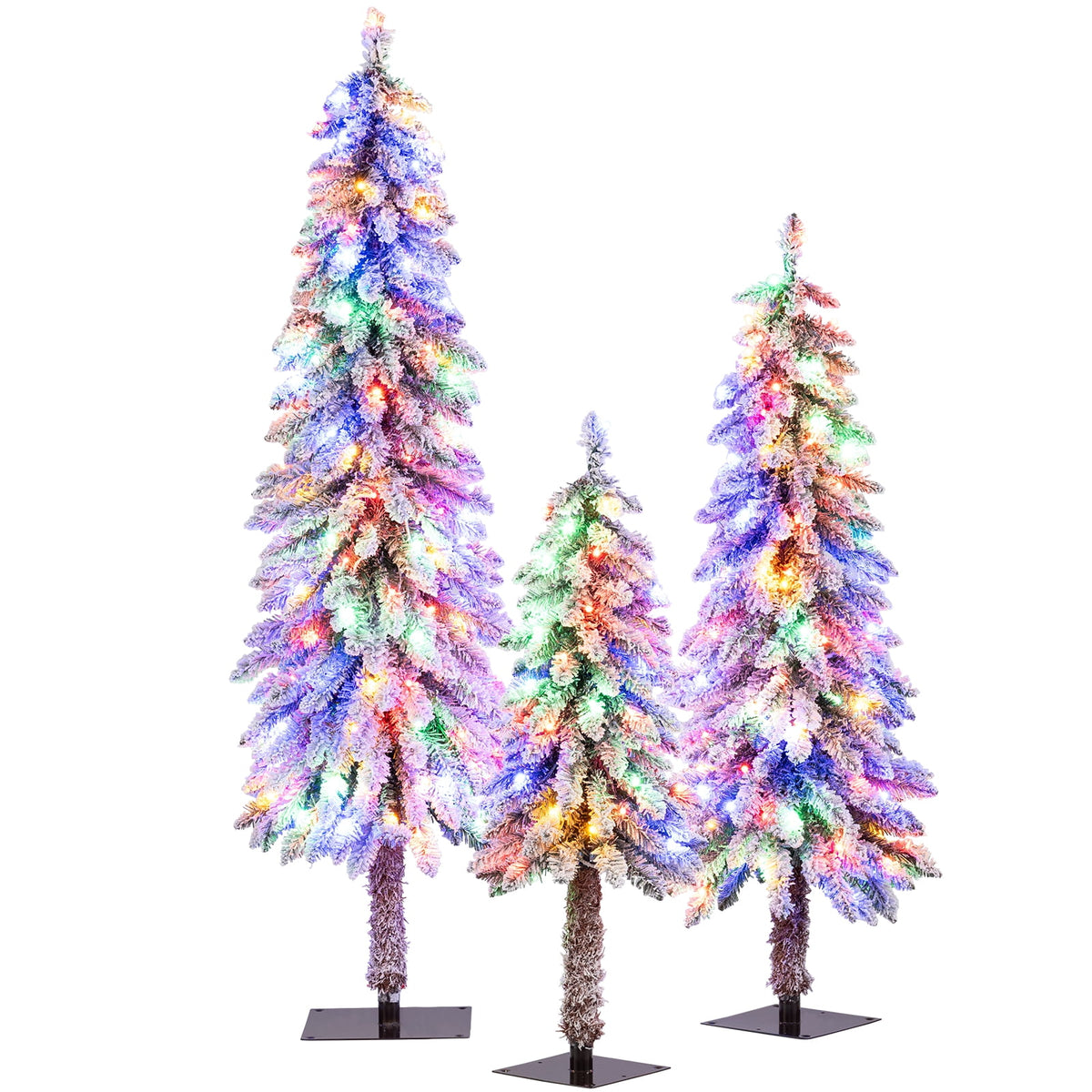 Costway 3' 4' 5' Artificial Christmas Tree Set with 30 + 50 + 70 LED Lights Holiday Decoration Tree