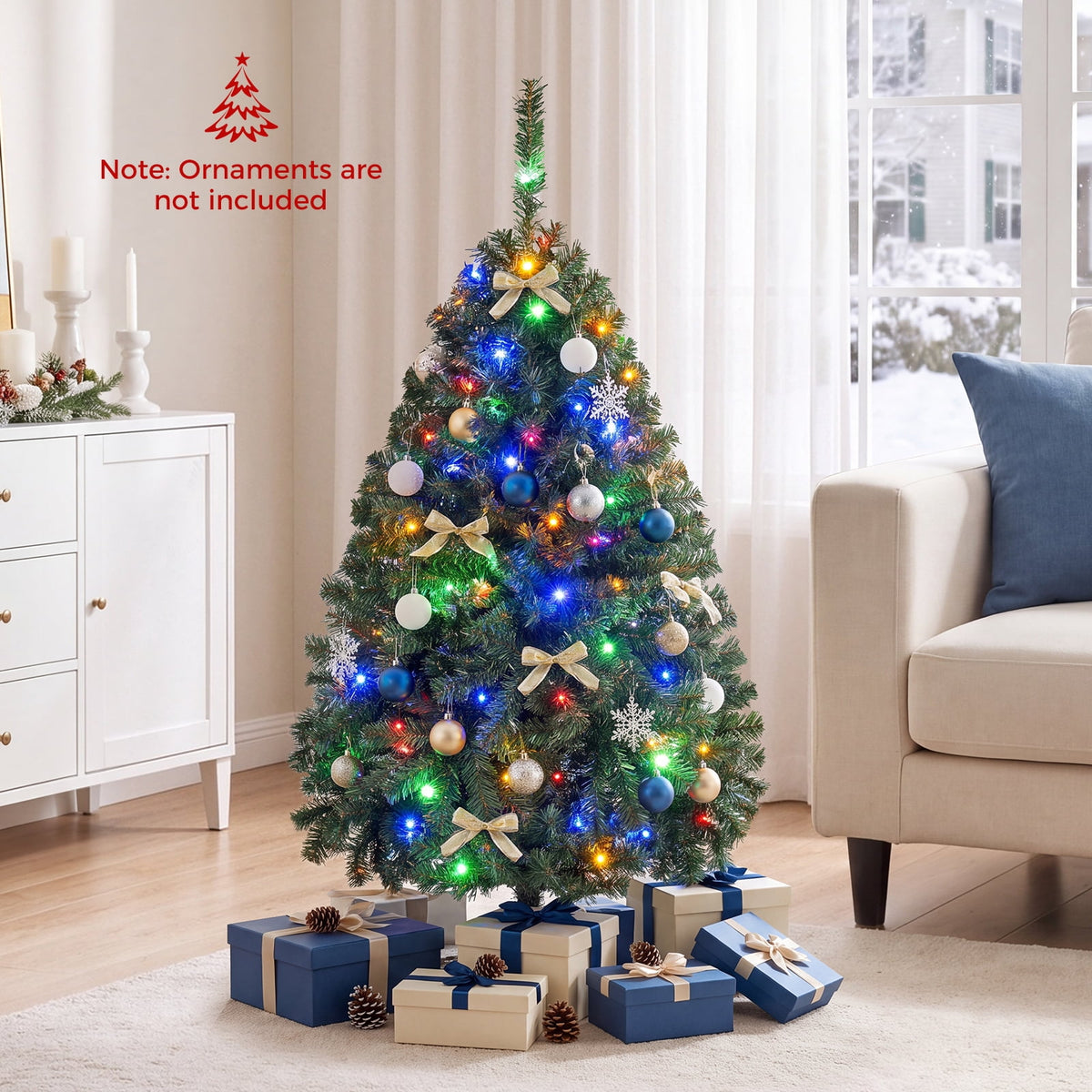 Costway 6Ft Pre-Lit Artificial Christmas Tree Hinged 350 LED Lights
