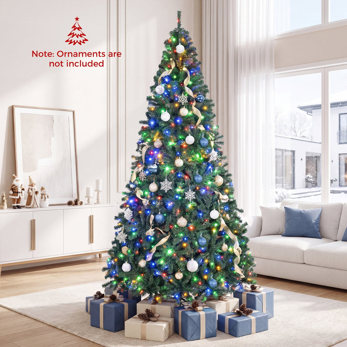 Costway 6Ft Pre-Lit Artificial Christmas Tree Hinged 350 LED Lights