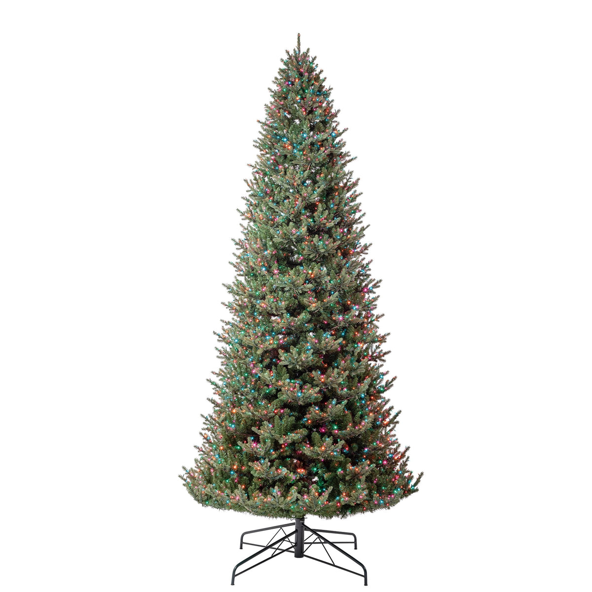 My Texas House 6.5' Pre-Lit Grand Spruce Green Artificial Christmas Tree with LumaDazzle Color-Changing Twinkle LED Lights, Quick Set, and Stand