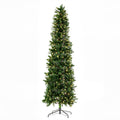 edx 9ft Pre-lit Pencil Christmas Tree, Green Artificial Spruce Slim Christmas Trees, With 500 LED Lights, 1100 Branch Tips & Foldable Base, For Home, Office, Party Decoration