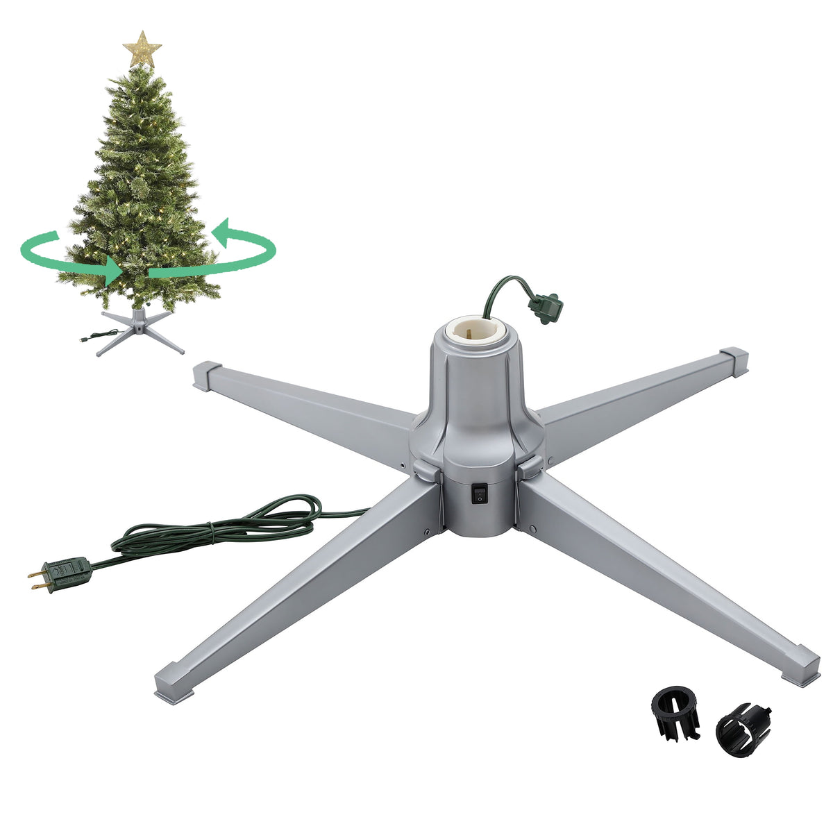 Home Heritage Metal Rotating Christmas Tree Stand for Trees Up to 7.5 ft